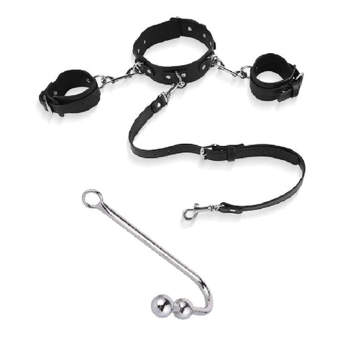 Anal Hooks with Anal Elegant 5334 Hook and Beaded Cuffs Collar 0905